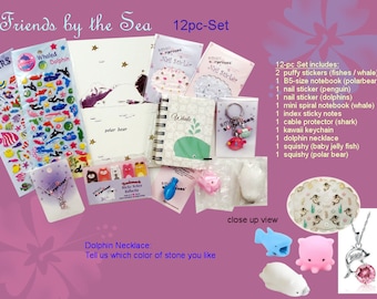 Dolphin-themed 12 days Countdown *Friends by the Sea / Penguin-themed Polar Bear 12-pc Gift Set Adventscalendar Stockings-filler