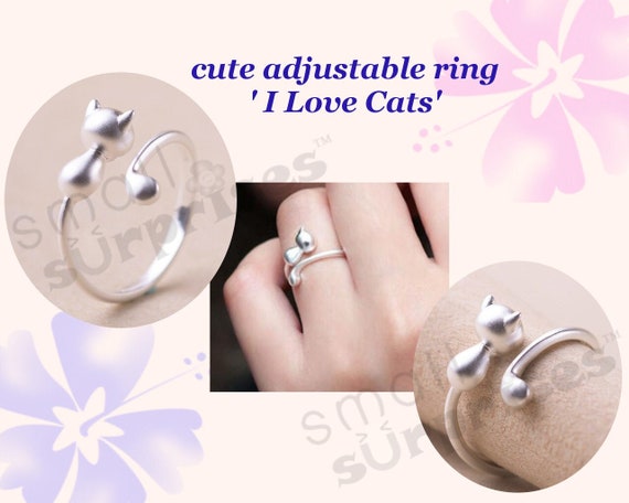Playful Cat Adjustable Ring –