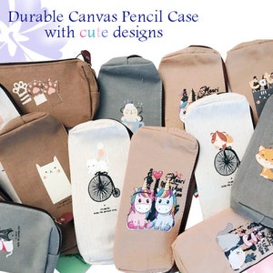 Durable with cute kawaii designs pencil pouch / cat pencil case with glitter design, unicorn, cat, Paris, kawai cute designs