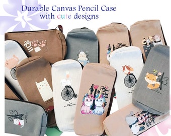 Durable with cute kawaii designs pencil pouch / cat pencil case with glitter design, unicorn, cat, Paris, kawai cute designs