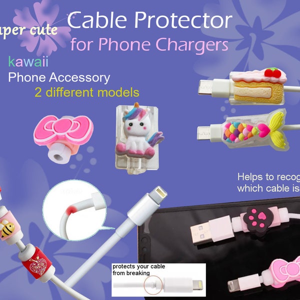 Cute USB Phone Charger Cable Protector kawaii designs Smartphone Accessory cute gift cable protection cute accessory Charger