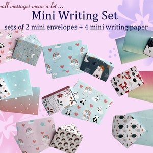 Set de Mini Sobres + Papelería: 2 Mini Sobres + 4 Mini Papeles Decorativos - Scrapbooking DIY