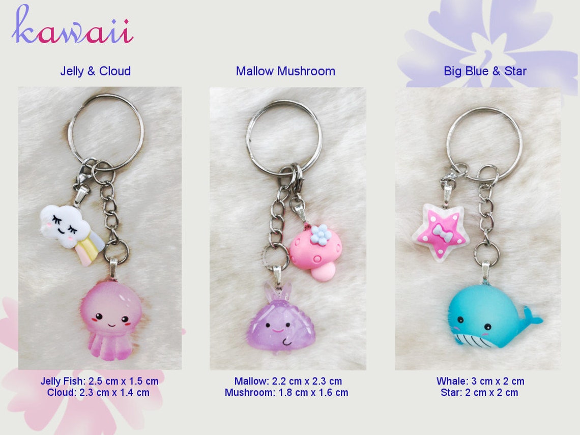 24 designs kawaii 2charms keychain cute charms keychain Etsy