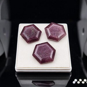 Juego de 3 cabujones de rubí trapiche natural, gema de rubí con patrón de estrella poco común, piedra de rubí suelta para la fabricación de joyas, gema de rubí de colección