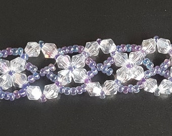 Handmade Swarovski crystal bracelet (crystals with purple beads)