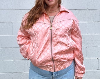 Vintage 1990s FUDA International Barbie Pink SILK Bomber Jacket