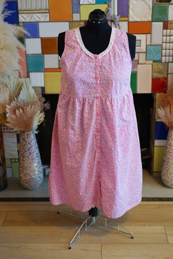 Vintage Plus Size Checkered Pink Midi Dress
