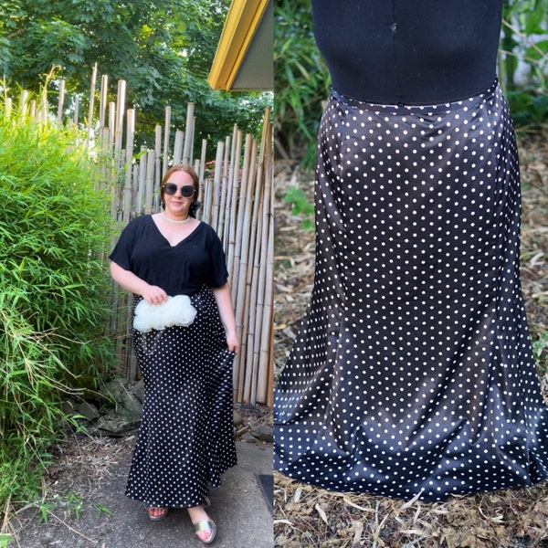 Vintage Plus Size Polka Dot Mermaid Maxi Skirt, Newport News Skirt