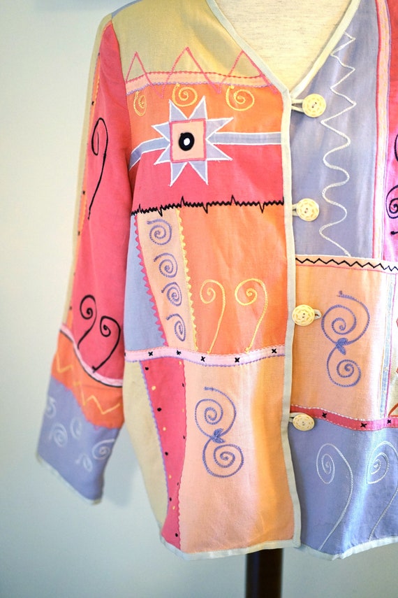 Vintage Indigo Moon Pink Patchwork and Appliqué B… - image 4