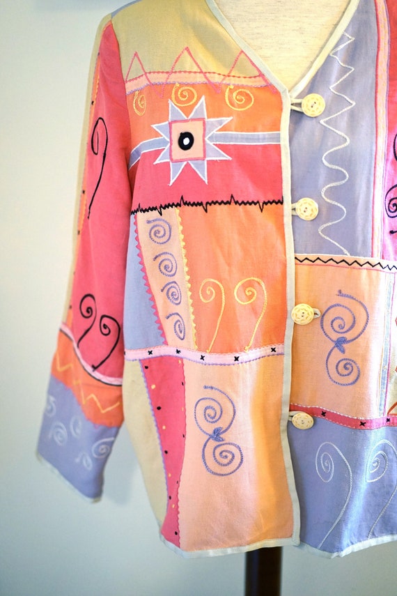 Vintage Indigo Moon Pink Patchwork and Appliqué B… - image 4