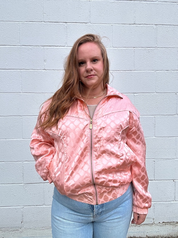 Pink silk bomber jacket cheap