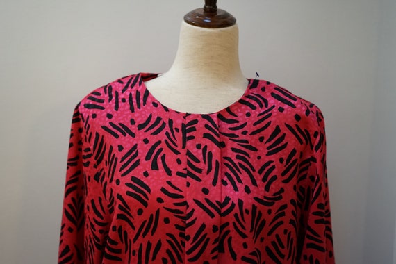 Pink Vintage 1980s Plus Size Blouse, cheetah prin… - image 3