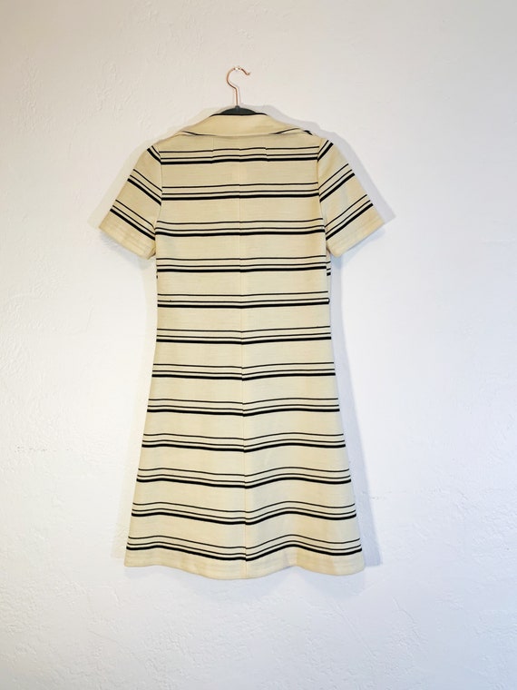 Brown & White 1970s Vintage Striped Dress, homema… - image 7