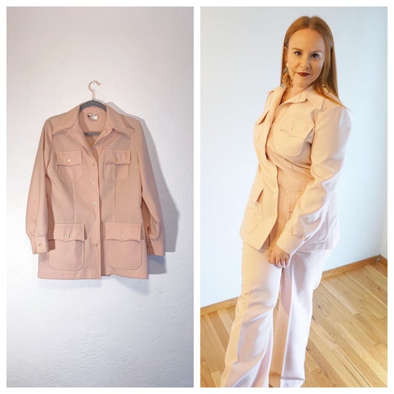 1960s Vintage Blush Pink Sears Safari Suit