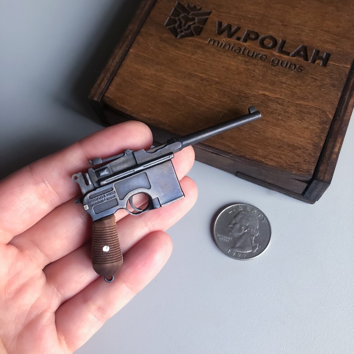 Miniature gun Mauser C96 scale 1/4 pinfire gun collectable Etsy