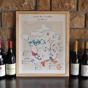Karte der Weinberge Frankreichs - Kunstdruck