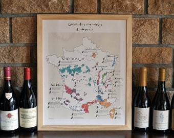 Carte des vignobles de France - impression d'art