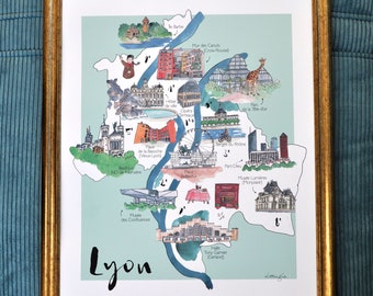 Carte illustrée de Lyon