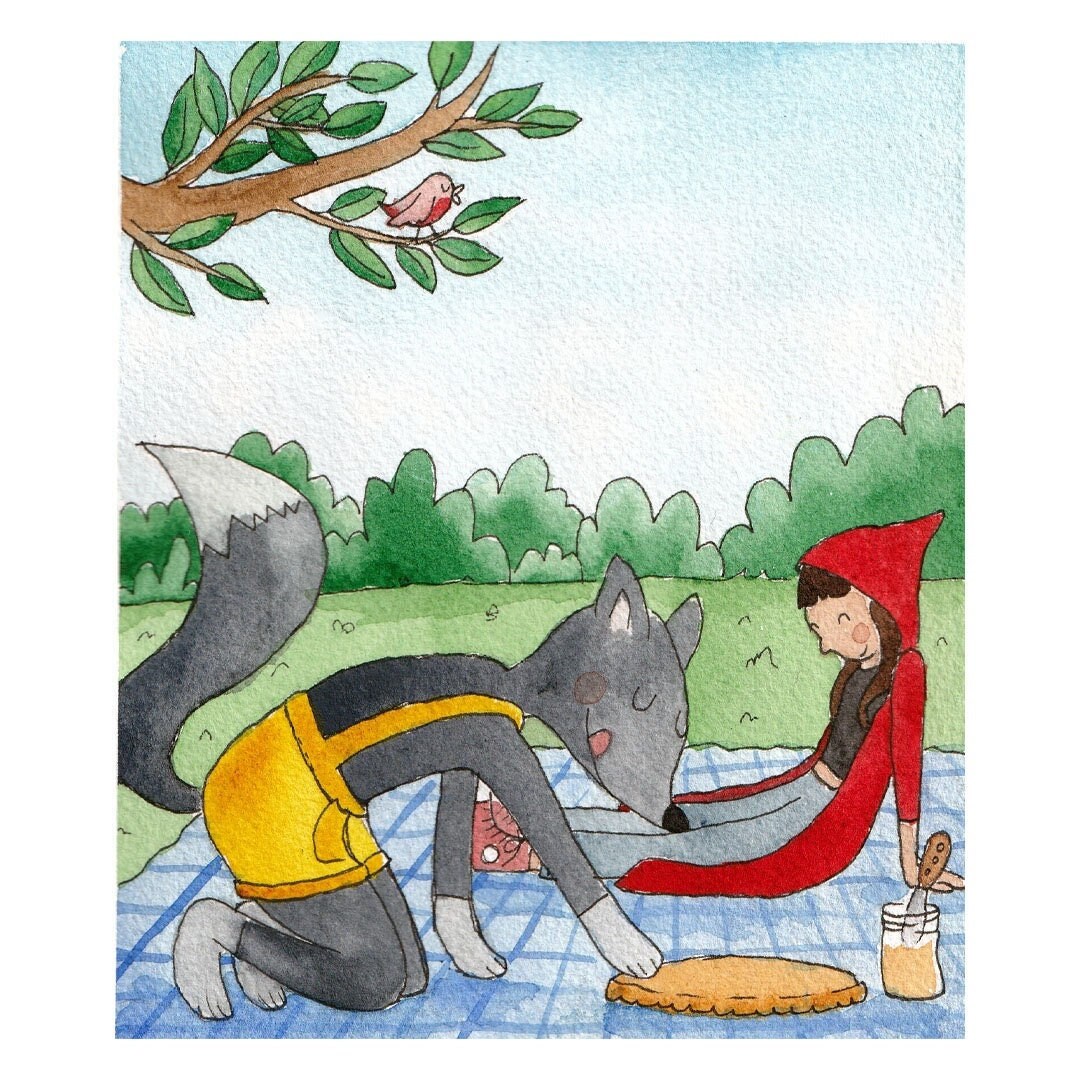 Le Petit Chaperon Rouge Revisité - Illustration Enfant Aquarelle