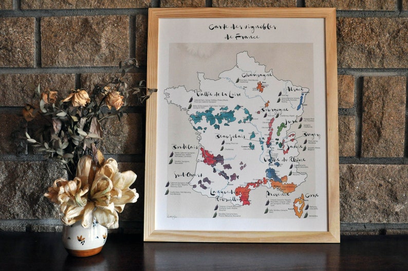 Carte des vignobles de France - impression d'art image 2