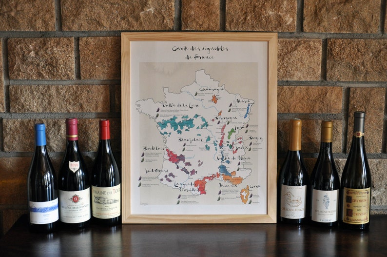 Carte des vignobles de France - impression d'art image 1