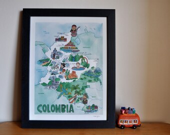 Illustrated map of Colombia