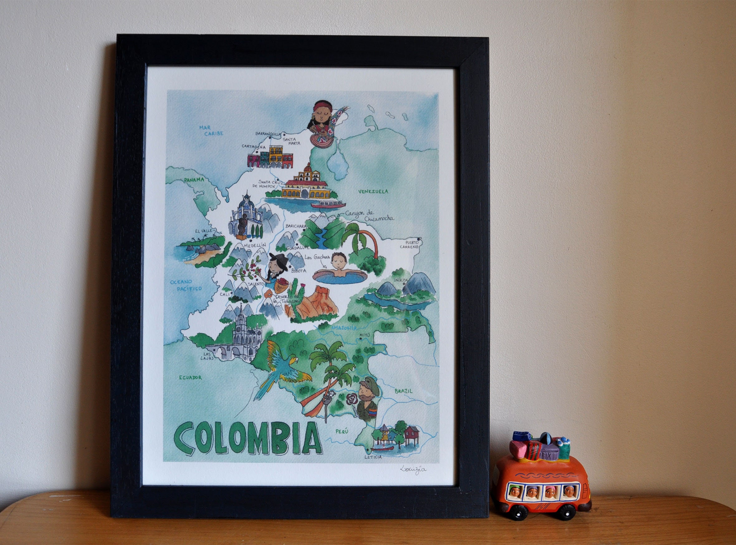 Carte Illustrée de La Colombie