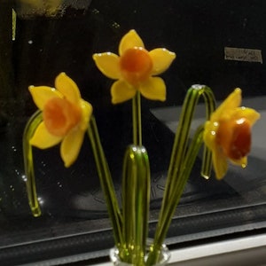 Hand Made Glass Daffodills Gift. Visit Shop for more glass gifts.