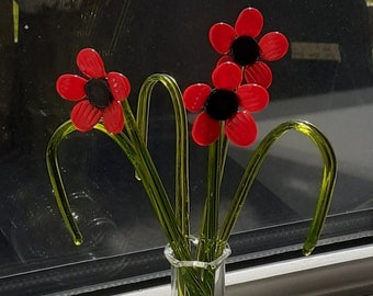 Hand Made Glass Poppy Flowers Gift. Visit Shop for more glass gifts.