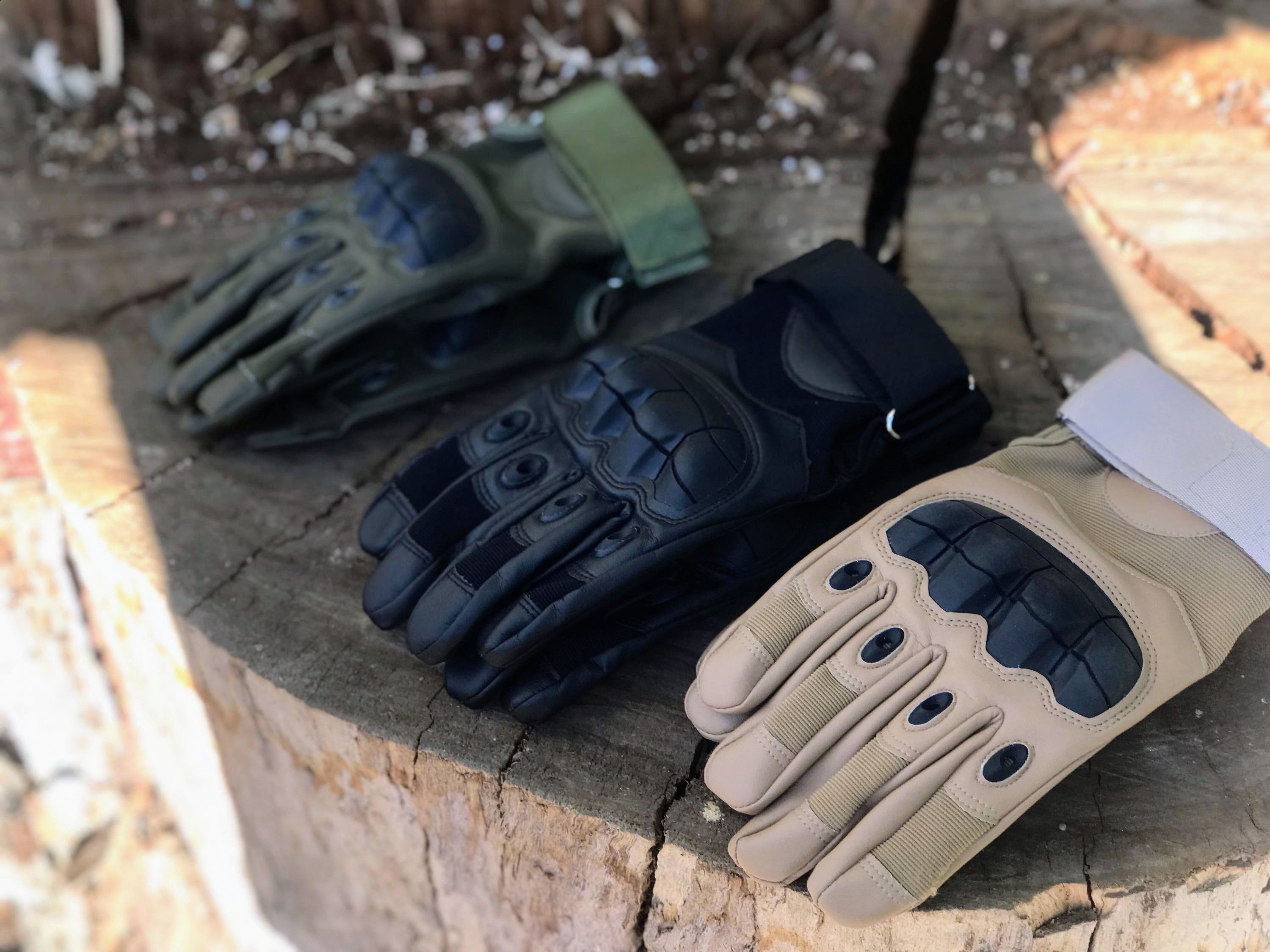 Guantes Tacticos Militar Touch Nudillo Duro Moto Bici Kakis