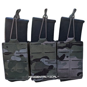NewGenTactical™ Tactical Mk-1 Molle 5.56 AR Triple Bungee Magazine Pouches – Multicam, Multicam Black, Ranger Green, Coyote Tan