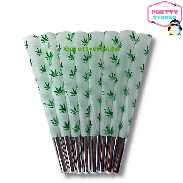 PRE ROLLED CONES Green Leaf - 8 Pack  - King Size Natural Hemp Paper