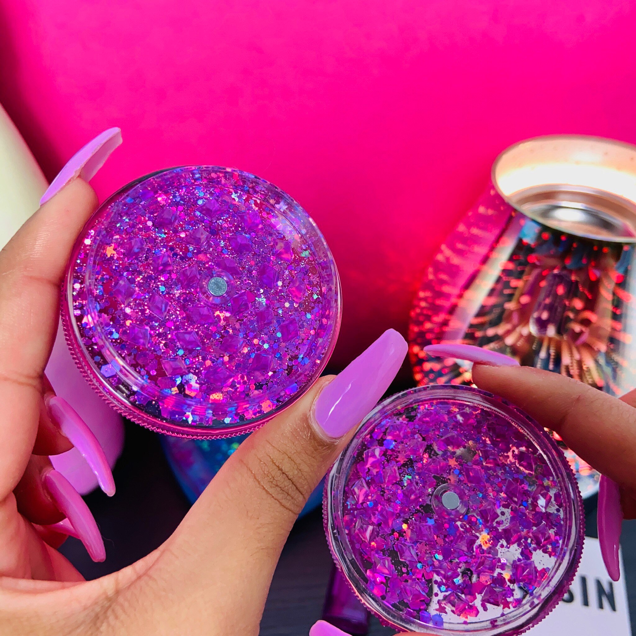 GRINDER Pink Herb Grinder with Pink Glitter Confetti Etsy