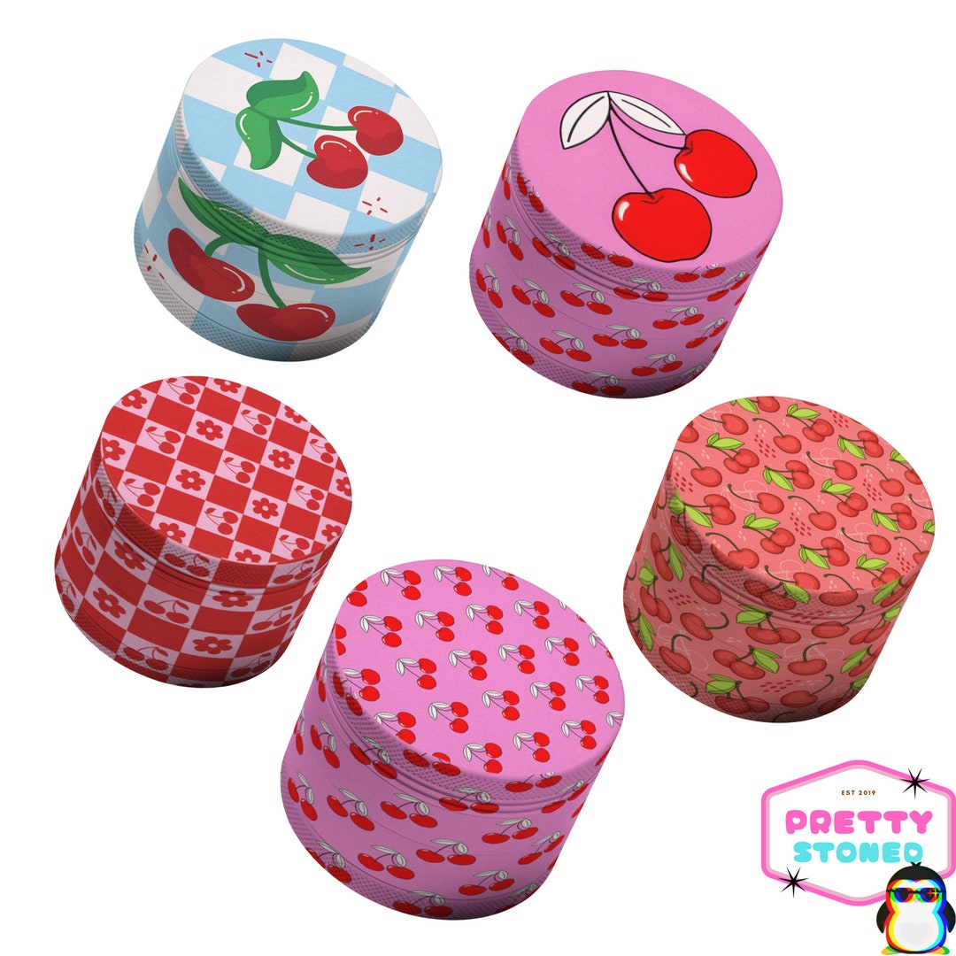 Pink Cherry Rolling Tray Gift Set With a Grinder and 8 Pre Rolled Cones