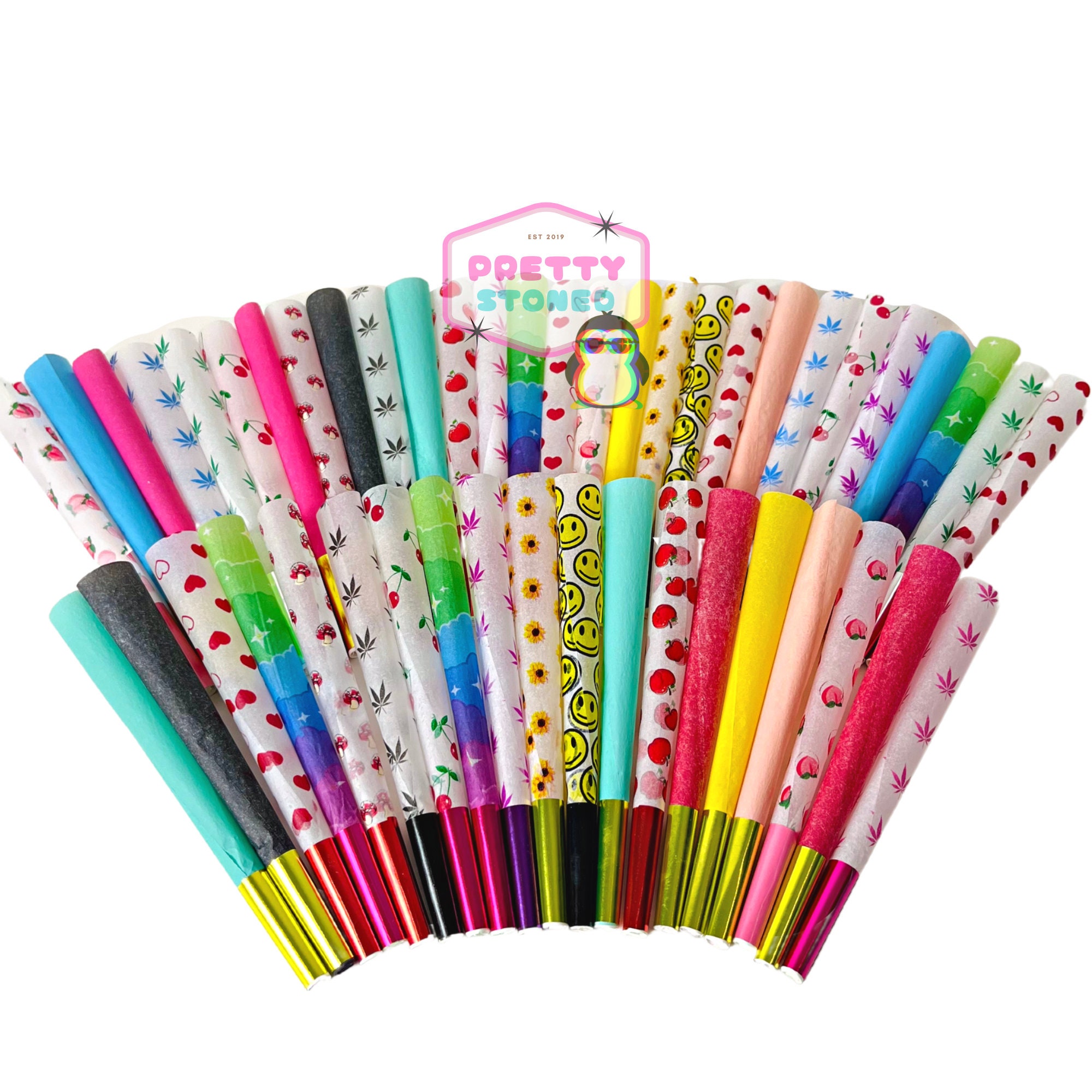 Cute Pre Rolled Cones - 8 Pack - King Size Vegan-Friendly Hemp Paper Cones - Natural Slow Burning Ultra-Thin Pre Rolled Paper