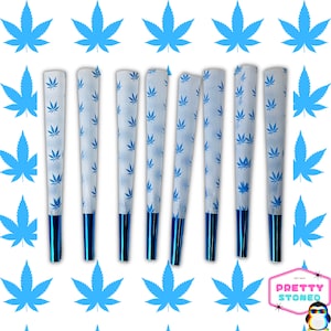 Coni prerollati Blue King Size - Confezione da 8 - Coni di carta di canapa vegana King Size - Carta prerollata ultra sottile a combustione lenta naturale