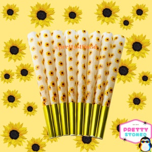 Coni prerollati di girasole - Confezione da 8 - Coni di carta di canapa vegani king size - Carta prerollata ultra sottile a combustione lenta naturale