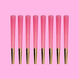 Cute Pink Pre Rolled Cones - 8 Pack - King Size Vegan-Friendly Hemp Paper Cones - Natural Slow Burning Ultra-Thin Pre Rolled Paper