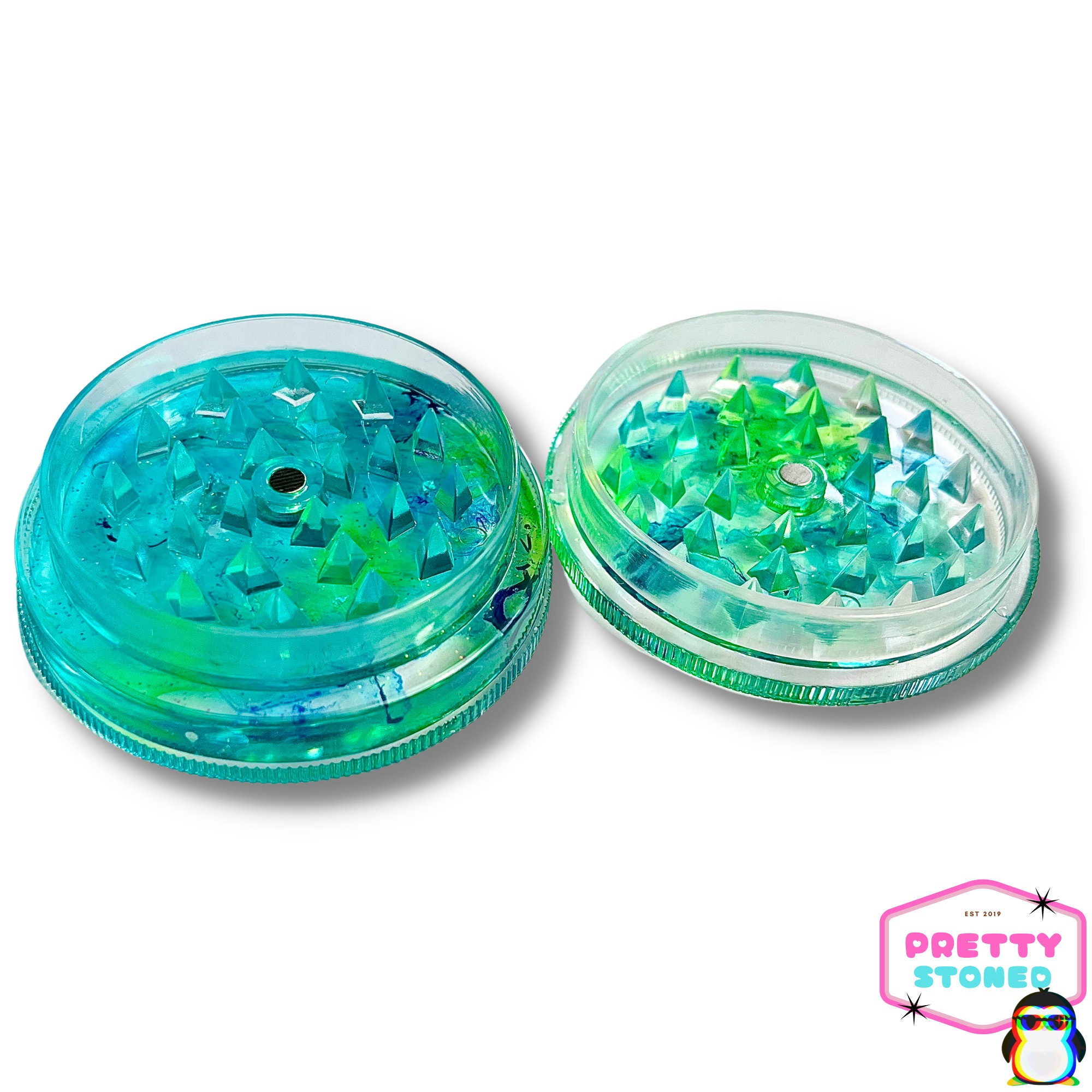 Blue and Green Grinder Trippy Ink Art Smoking Accessories Etsy