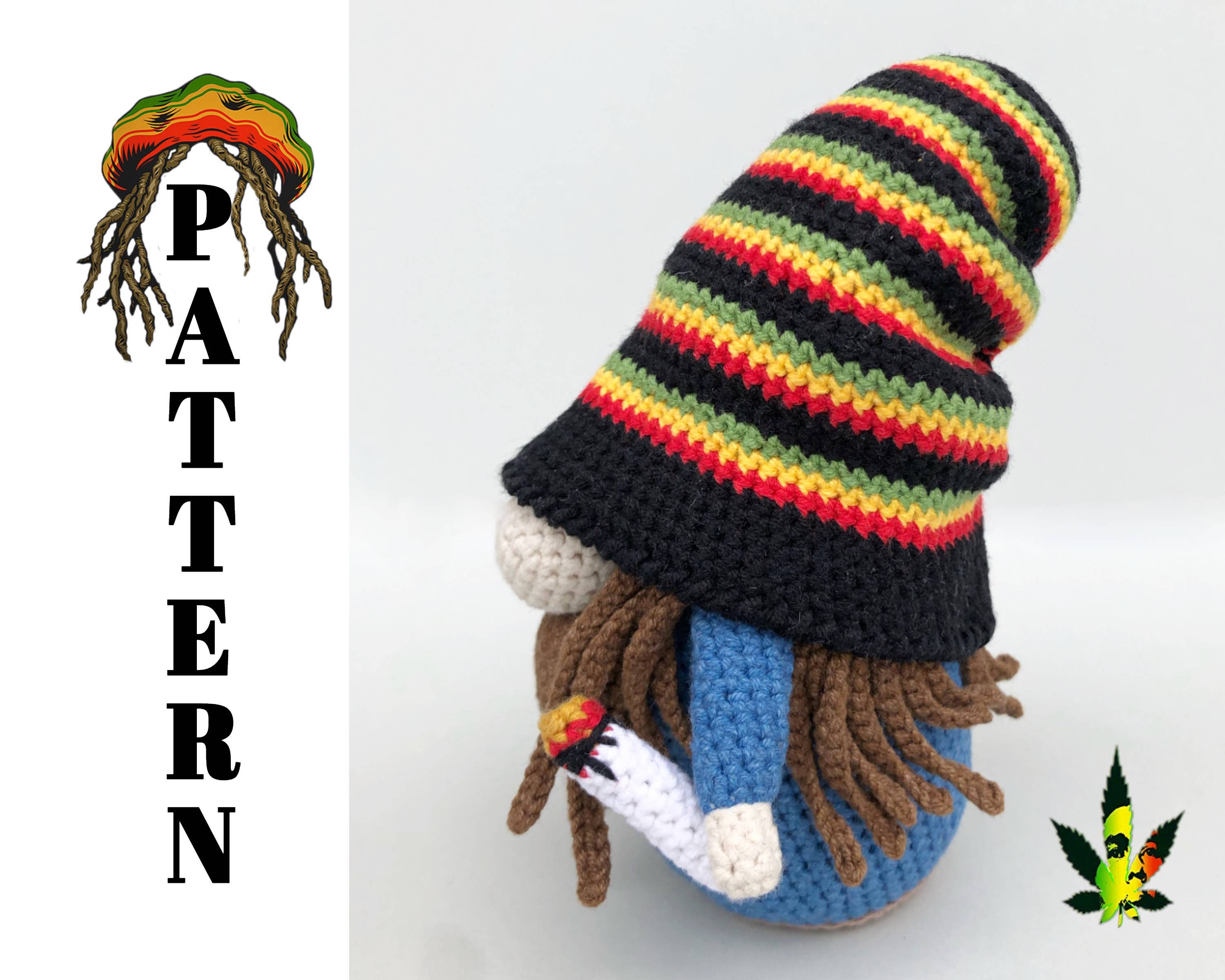 Crochet pattern amigurumi stoner gnome crochet Bob Marley Etsy