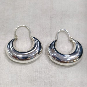 Chunky Sterling Silver Hoop Earrings | Thick Dome Hoops | Bold Statement Earrings | 925 Silver Hoops for Women | Minimalist Modern Jewelry