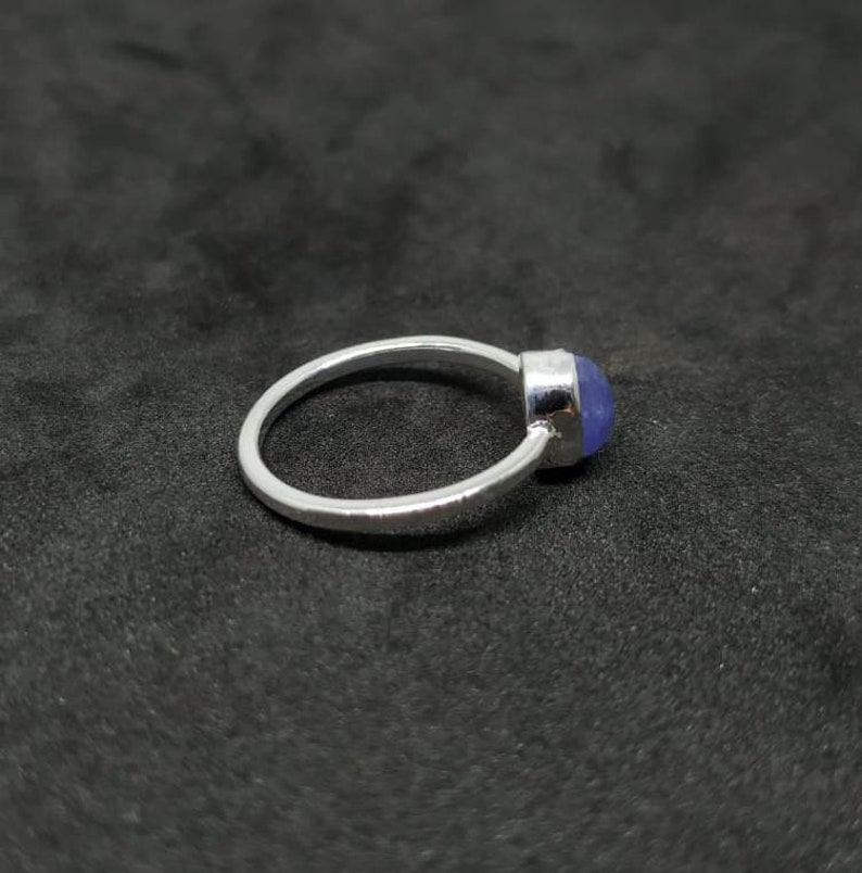 Cabochon Tanzanite Sterling Silver Rings for Women Handmade Silver jewelry for wedding party gift for her Minimal Sterling Silver Ring