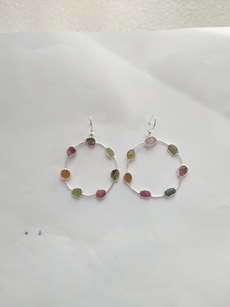 Christmas Gift Handmade silver Jewelry Earring Silver Earrings Gemstone Earrings Tourmaline Earring for Women Wedding Earring