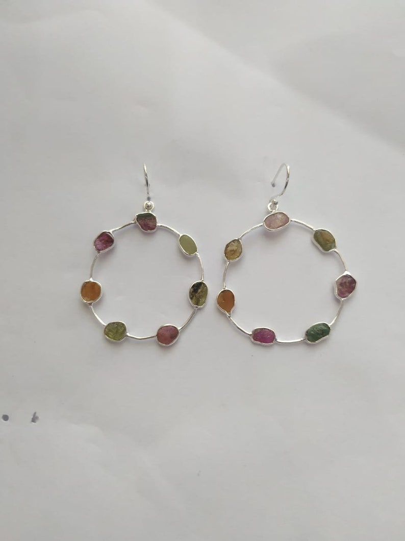 Christmas Gift Handmade silver Jewelry Earring Silver Earrings Gemstone Earrings Tourmaline Earring for Women Wedding Earring