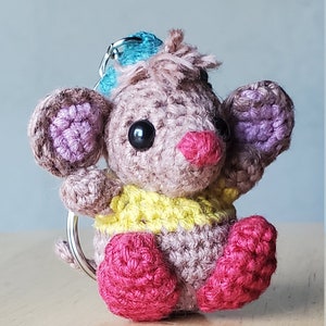 Handmade Amigurumi Mouse Keychain - Made to order