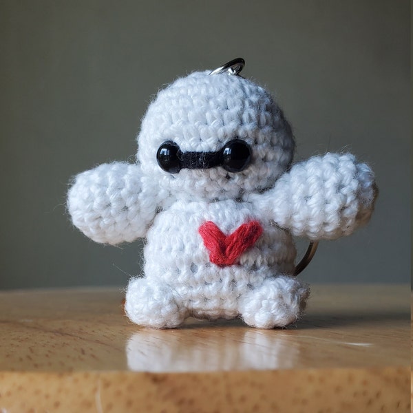 Handmade Robot Keychain - Amigurumi Accessory