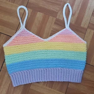 Pastel Rainbow Top - Pride Tank Top - Crochet Top - Crop Top - MADE TO ORDER