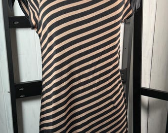 Vtg Sonia Rykiel Cotton Blend Stripe Shoulder-Tie Midi, Size Medium, Perfect EUC