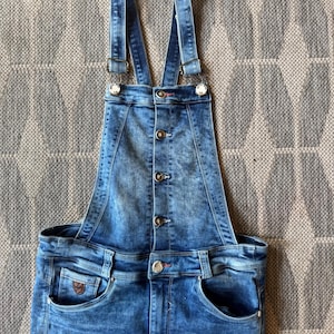 Y2K Retro Kenzo Jeans Stretch Denim Overalls, Size XXS-XS, Super Cute & Details Everywhere, A+ MINT.