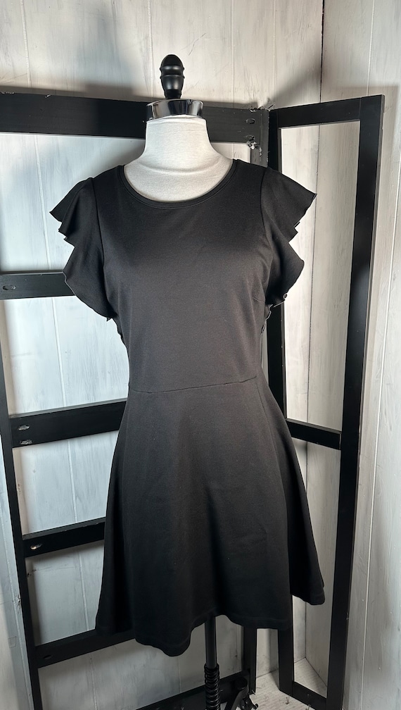 Kate Spade A line FLUTTER SLEEVE Black Jersey Midi Size Medium Flattering New Etsy